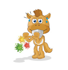 horse refuse viruses cartoon. cartoon mascot vector