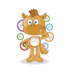 horse with wristwatch cartoon. cartoon mascot vector