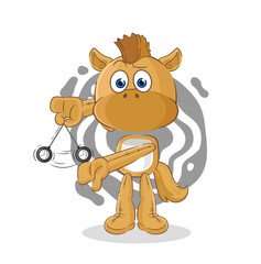 horse hypnotizing cartoon. cartoon mascot vector