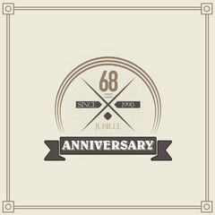 68 years anniversary celebration design template. 68th vintage logo vector illustrations.

