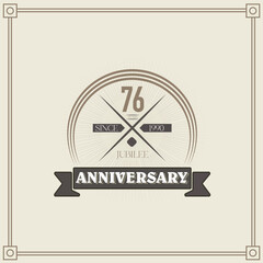 76 years anniversary celebration design template. 76th vintage logo vector illustrations.
