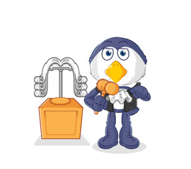 penguin judge holds gavel. character vector
