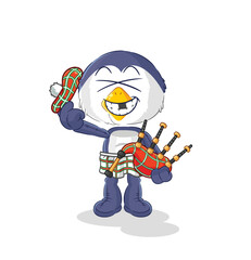 penguin scottish with bagpipes vector. cartoon character