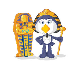 penguin ancient egypt cartoon. cartoon mascot vector