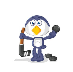 penguin playing hockey vector. cartoon character