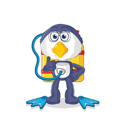 penguin diver cartoon. cartoon mascot vector