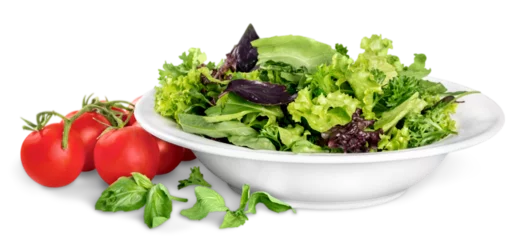 Gordijnen Close-up photo of fresh salad with vegetables in white plate © BillionPhotos.com
