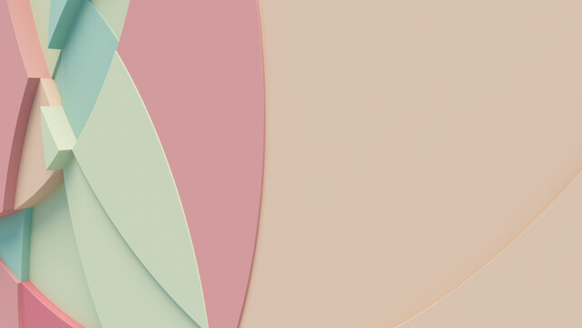Pastel Colored Tech Background with a Geometric 3D Structure. Clean, Minimal design with Simple Futuristic Forms. 3D Render.