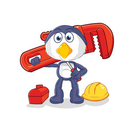 penguin plumber cartoon. cartoon mascot vector