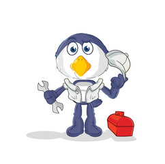 penguin mechanic cartoon. cartoon mascot vector