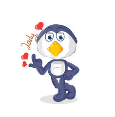 penguin flirting illustration. character vector