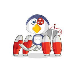 penguin future robot vector. cartoon character