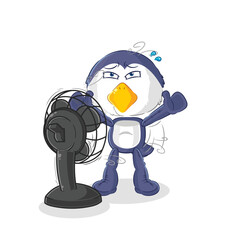 penguin with the fan character. cartoon mascot vector