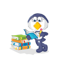 penguin studying mascot. cartoon vector
