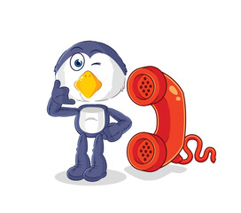 penguin call mascot. cartoon vector