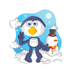 penguin in cold winter character. cartoon mascot vector