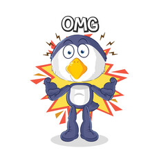 penguin Oh my God vector. cartoon character