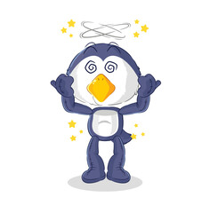 penguin dizzy head mascot. cartoon vector