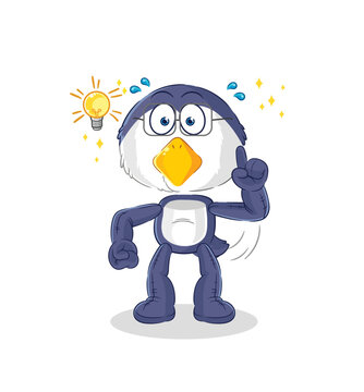 penguin got an idea cartoon. mascot vector