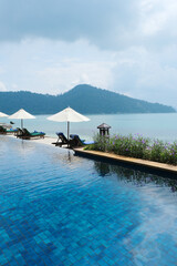 Beautiful infinity pool overlooking Pangkor laut island.