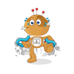 voodoo doll runner character. cartoon mascot vector