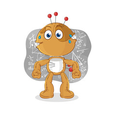 voodoo doll thinking hard vector. cartoon character
