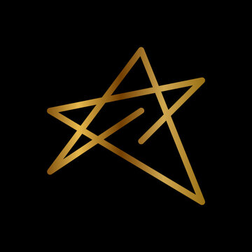 Gold Star Logo Design. Flat Vector Logo Design Template Element