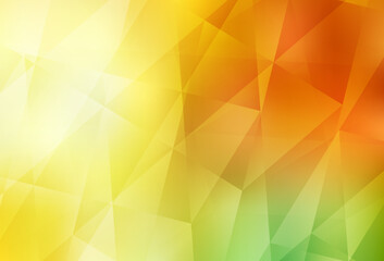 Light Red, Yellow vector triangle mosaic background.