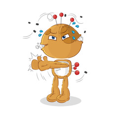 voodoo doll swat fly character. cartoon mascot vector