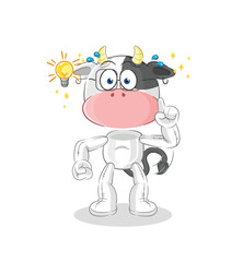 cow got an idea cartoon. mascot vector