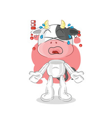 cow low battery mascot. cartoon vector