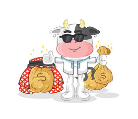 cow rich arabian mascot. cartoon vector