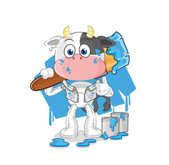 Naklejka premium cow painter illustration. character vector