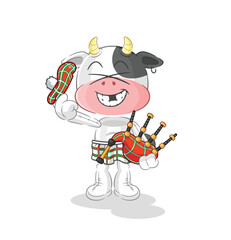 Obraz premium cow scottish with bagpipes vector. cartoon character