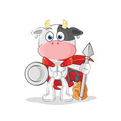 cow spartan character. cartoon mascot vector