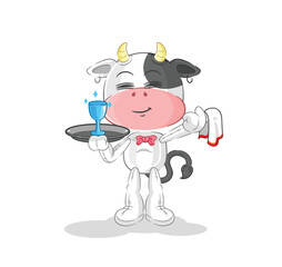 cow waiter cartoon. cartoon mascot vector