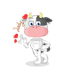 cow flirting illustration. character vector