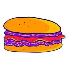 hamburger isolated on white cute cartoon