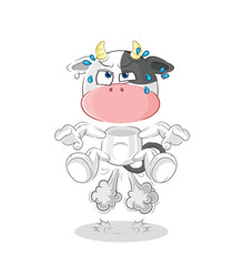 cow fart jumping illustration. character vector