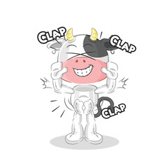 cow applause illustration. character vector