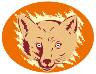 Obraz premium Illustration of a fox head done in retro style.