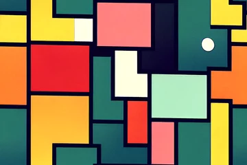 Foto auf Acrylglas abstract colorful geometric pattern de stijl wallpaper background banner © Hamburn