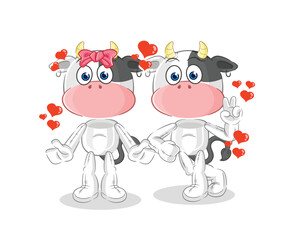 Obraz na płótnie Canvas cow dating cartoon. character mascot vector