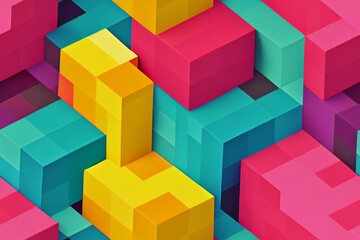 Naklejka premium abstract colorful geometric pattern with blocks wallpaper background banner