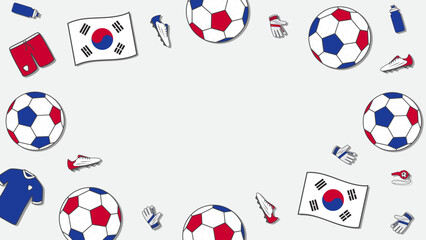 Football Background Design Template. Football Cartoon Vector Illustration. Tournament In South Korea
