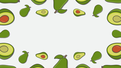 Avocado Fruit Background Design Template. Avocado Cartoon Vector Illustration. Nature