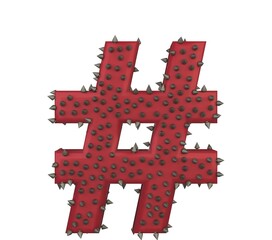 Fototapeta premium Red Spike Leather Themed Font Hashtag