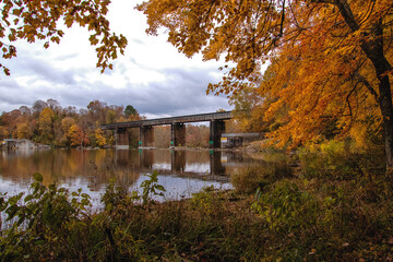 autumn landscape with a bridge