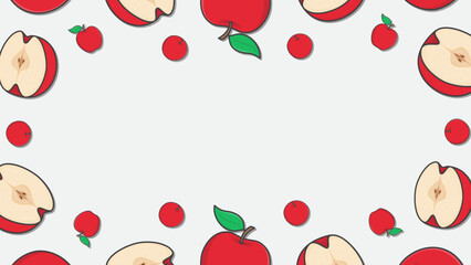 Apple Fruit Background Design Template. Apple Cartoon Vector Illustration. Nature