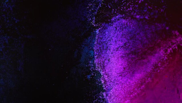 Neon blue pink violet dark purple colors ink. Liquid colorful amazing organic background. Outer space, Universe, Stardust